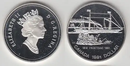 1 Dollar Silber Münze Kanada 175.Jahre Dampfschiffahrt auf d.Ontariosee (114653)