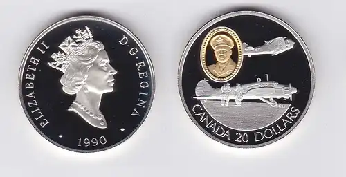 20 Dollar Silbermünze Kanada Robert Leckie Flugzeuge 1990 (117845)