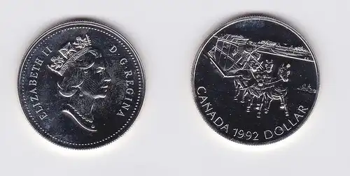 1 Dollar Silbermünze Kanada 175 Jahre Postkutschenverbindung 1992 (118380)