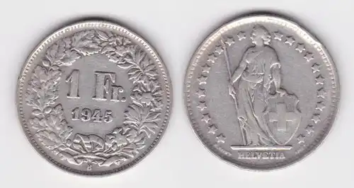 1 Franken Silber Münze Schweiz 1945 ss (114449)