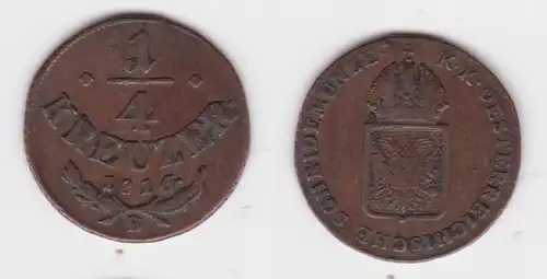 1/4 Kreuzer Kupfer Münze Österreich 1816 B ss (142982)