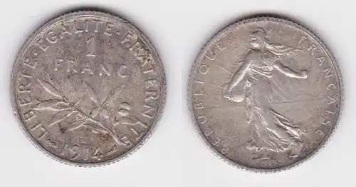 1 Franc Silber Münze Frankreich 1914 ss+ (143107)