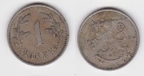 1 Markka Nickel Münze Finnland 1921 ss (143167)