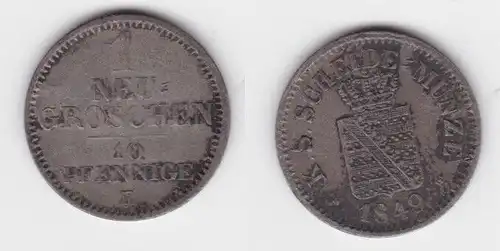1 Neu Groschen Silber Münze Sachsen 1849 B ss (143248)