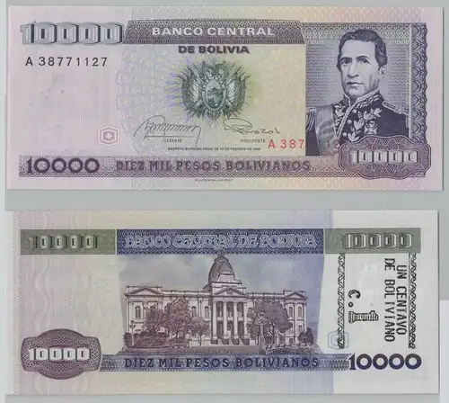 10000 Bolivianos Banknote Bolivien Bolivia 1984 Pick 169 bankfrisch UNC (144553)