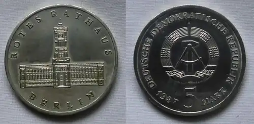 DDR Gedenk Münze 5 Mark 750 Jahre Berlin Rotes Rathaus 1987 (122794)