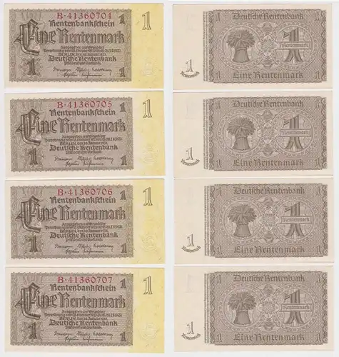 4 x 1 Rentenmark Banknote 30.1.1937 Rosenberg Nr. 166a fortl.Serien Nr.(156770)