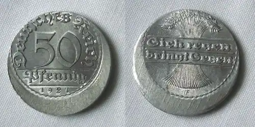 50 Pfennig Aluminium Münze Deutsches Reich 1920 A, FEHLPRÄGUNG Jäger 301(160822)