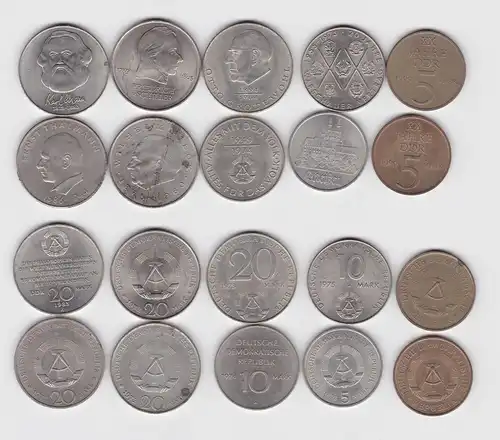 10 x DDR Gedenk Münzen 5,10 und 20 Mark Marx, Grotewohl, Pieck (136953)