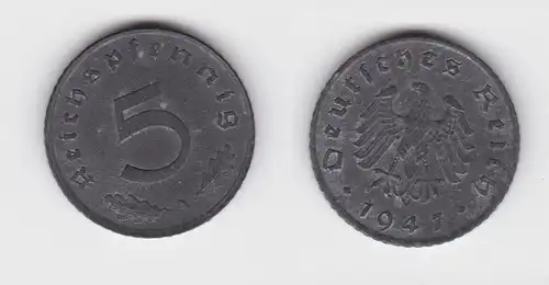 5 Pfennig Zink Münze alliierte Besatzung 1947 A Jäger 374 (154475)