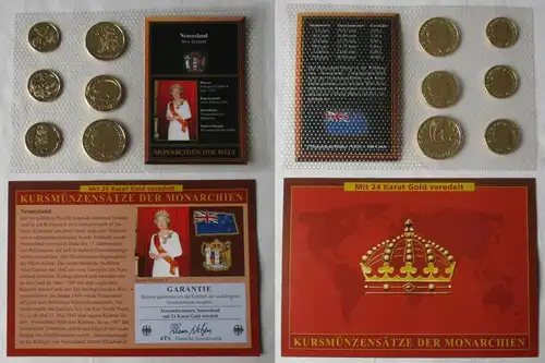 Monarchien der Welt KMS Kursmünzensatz Neuseeland vergoldet (123421)
