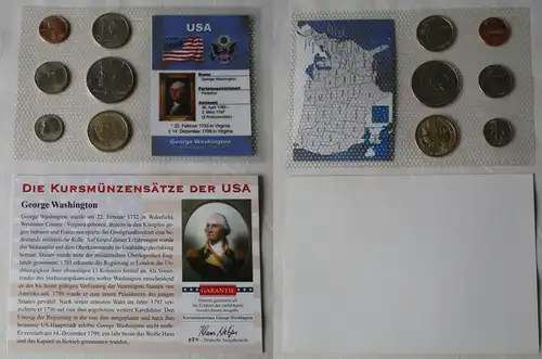 KMS Kursmünzensatz USA George Washington mit 6 Münzen 2008 + Zertifikat (124970)
