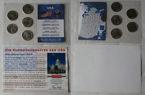 KMS Kursmünzensatz US State Quarters 1999 Philadelphia + Zertifikat (120034)