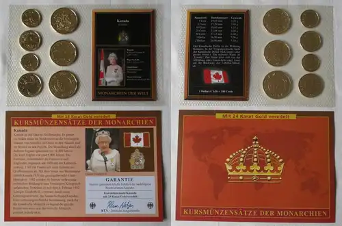 Monarchien der Welt KMS Kursmünzensatz Kanada vergoldet + Zertifikat (124117)