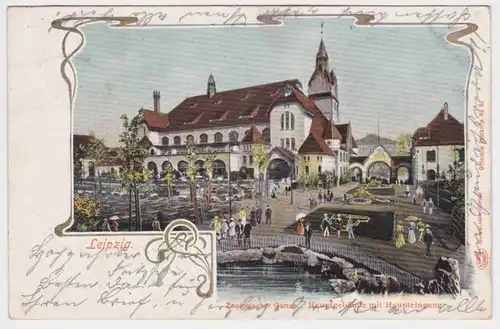 96864 Ak Leipzig Zoologischer Garten Haupteingang von Innen  1901