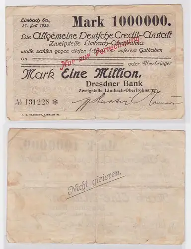 1 Million Mark Banknote allg. dt. Credit Anstalt Limbach 27.7.1923 (121530)