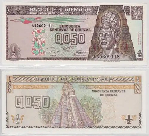 1/2 Quetzal Banknote Guatemala 27.09.1994 bankfrisch UNC Pick 86 (154699)