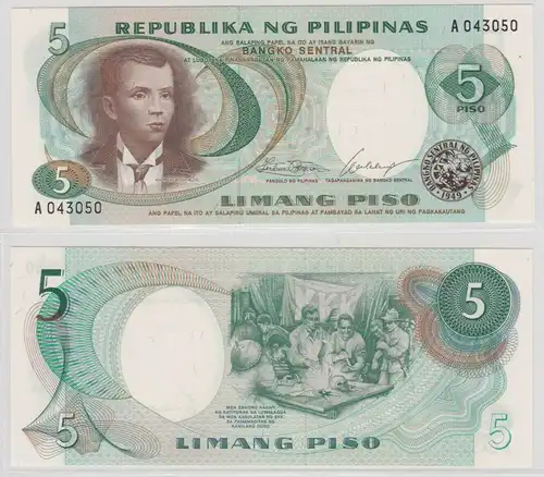 5 Piso Banknote Philippinen Pilipinas 1969 Pick 143a (154182)
