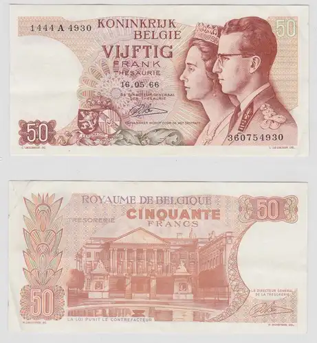 50 Francs Banknote Belgien 16. Mai 1966 kassenfrisch UNC Pick 139 (154045)