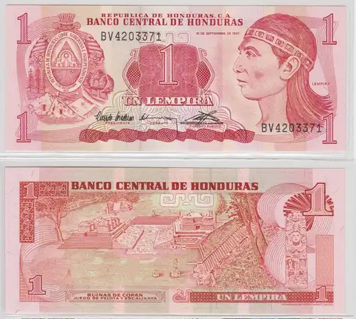 1 Lempira Banknote Honduras 10.09.1992 Pick 71 bankfrisch UNC (154778)