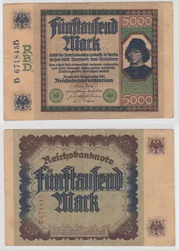 5000 Mark Banknote Inflation 16.9.1922 Rosenberg Nr.76 (154028)
