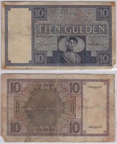10 Gulden Banknote Niederlande 1924 (154024)