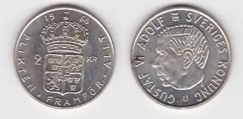 2 Kronen Silber Münze Schweden 1964 vz (140389)