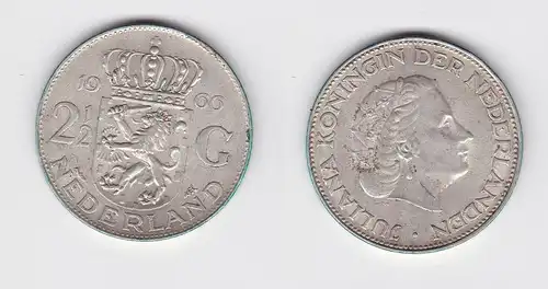 2 1/2 Gulden Silber Münze Niederland 1966 (135465)