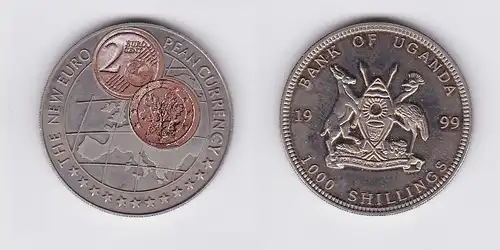 1000 Shillings Nickel Münze Uganda 1999 Die neue Euro Währung (119744)