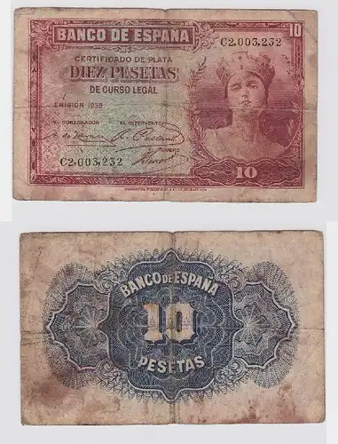 10 Pesetas Banknote Spanien 1935 (118382)