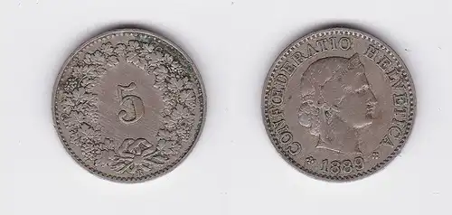 5 Rappen Kupfer Nickel Münze Schweiz 1889 B (117704)