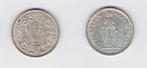 1 Franken Silber Münze Schweiz 1957 (117401)