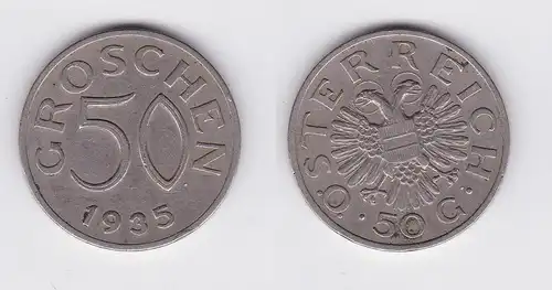 50 Groschen Nickel Münze Österreich 1935 (118611)