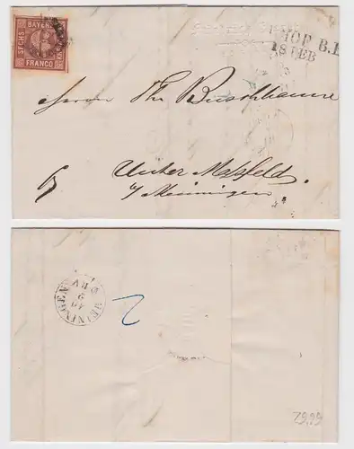 86781 AD Bayern 6 Kreuzer Michel 4 Brief Prädung Friedrich Eberdt Hof a.S. 1861