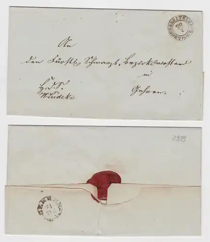 98565 AD Thurn und Taxis Vorphilatelie Brief Grossbreitenbach nach Gehren 1856