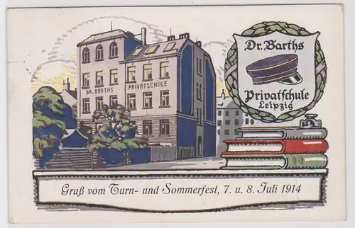 901304 Ak Gruß vom Turn- und Sommerfest Leipzig Dr.Barths Privatschule 1914