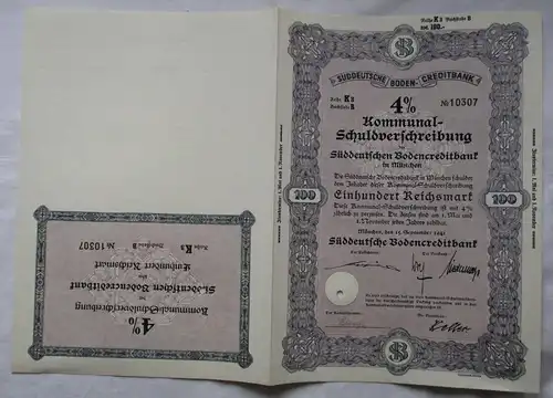 100 RM Pfandbrief Süddeutsche Bodencreditbank München 15.September 1941 (103291)