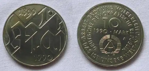 DDR Gedenk Münze 10 Mark 100.Jahre 1.Mai Feiertag 1990 (123458)