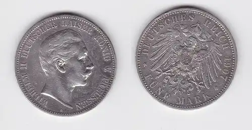 5 Mark Silbermünze Preussen Wilhelm II 1907 A Jäger 104  (124453)