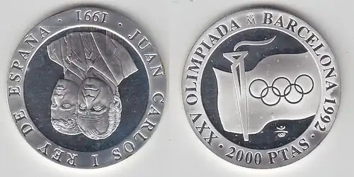 2000 Pesetas Silbermünze Spanien Olympiade Barcelona 1992, 1991 (113527)