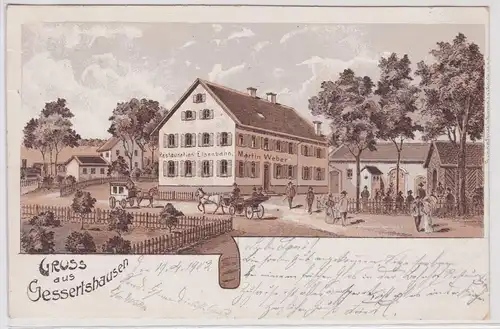 901570 Ak Lithographie Gruß aus Gessertshausen Restauration Eisenbahn 1903