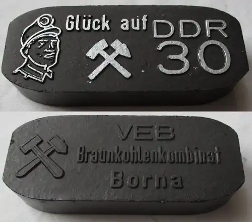 DDR Sammler Brikett VEB Braunkohlenkombinat Borna 30 Jahre DDR Glückauf (145088)