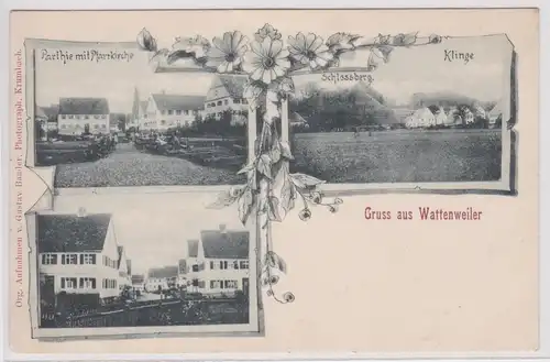 71258 Ak Gruß aus Wattenweiler Klinge, Schlossberg usw. um 1900