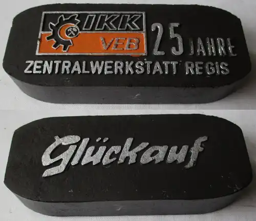 DDR Sammler Brikett 25 Jahre Zentralwerkstatt Regis VEB IKK Glückauf (143945)
