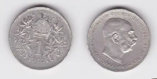 1 Krone Silber Münze Österreich 1915 ss (156859)
