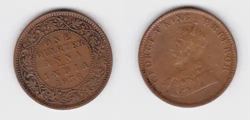 1/4 Anna Kupfer Münze Indien 1936 ss (157457)