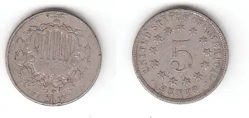 5 Cent Nickel Münze USA 1872 (112353)