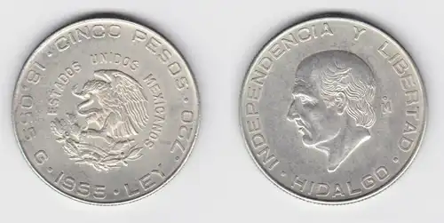 10 Pesos Silber Münze Mexiko 1955 (155104)