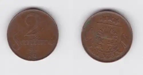 2 Santimi Kupfer Münze Lettland 1922 ss (154390)