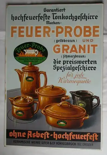 Reklame Aufsteller Kochgeschirr Keramische Werke Ufer & Co. Königsbrück (123638)